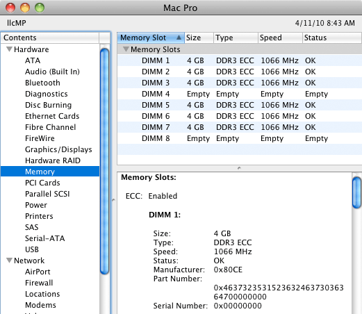 Mac OS X ECC memory status